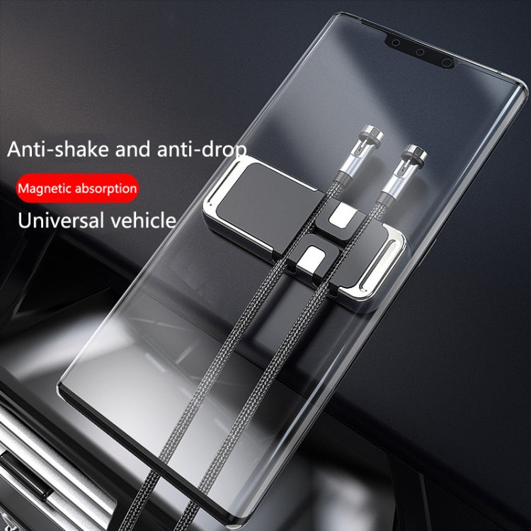 2 PCS S15 Magnetic Aluminum Alloy Bracket Data Cable Storage Sticker Car Phone Holder(Silver)