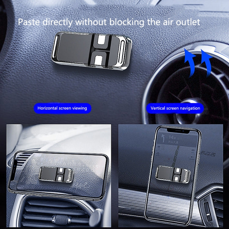 2 PCS S15 Magnetic Aluminum Alloy Bracket Data Cable Storage Sticker Car Phone Holder(Silver)