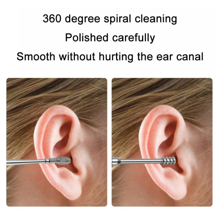 5 Sets 6 In 1 Stainless Steel Spring Spiral Portable Ear Pick, Specification: Blue