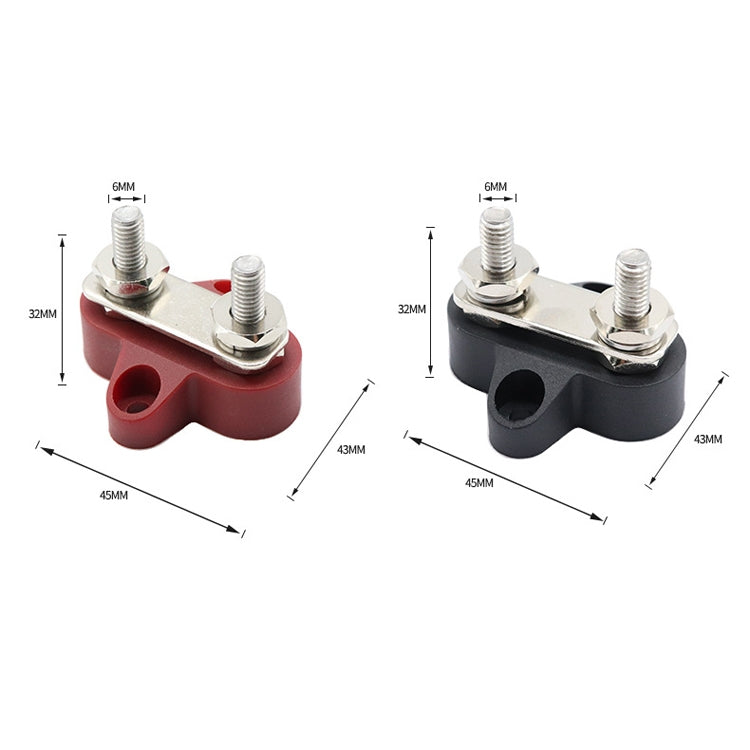 Double Terminal Block Spiral Fixed Wire Connector, Color: M6 Black