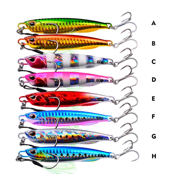 3 PCS PROBEROS LF103 Simulation Metal Sea Fishing Bait, Specification: 60g(H With Hook)
