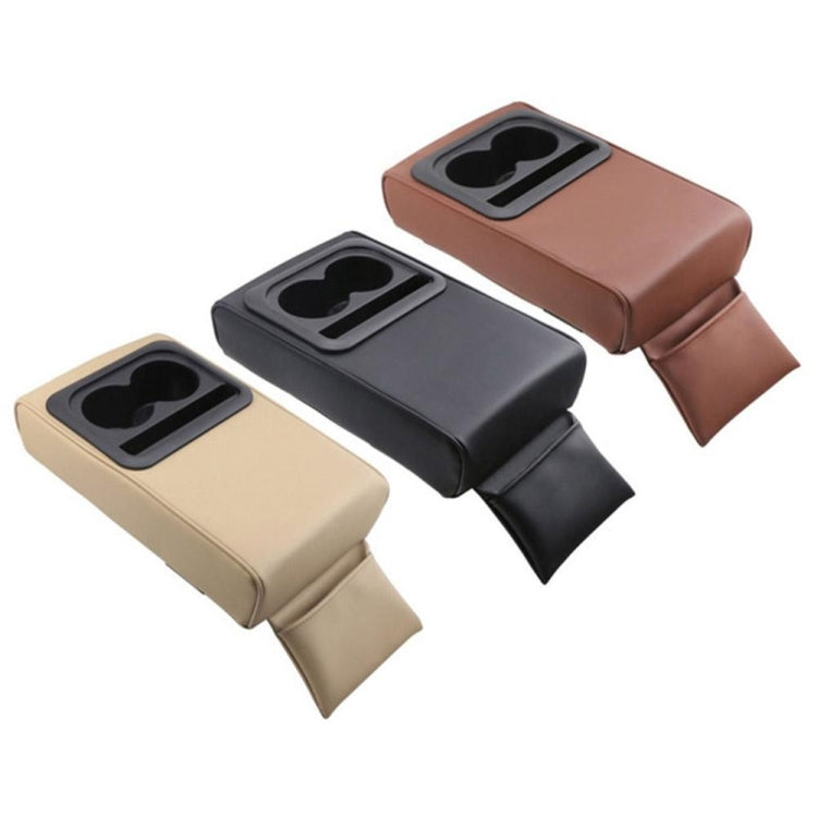 Car Armrest Box Increased Support With Rear Seat Water Cup Holder(Brown)