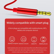 EN3900 3.5mm Plug In-Ear Wired Control Earphone with Mic(Red)