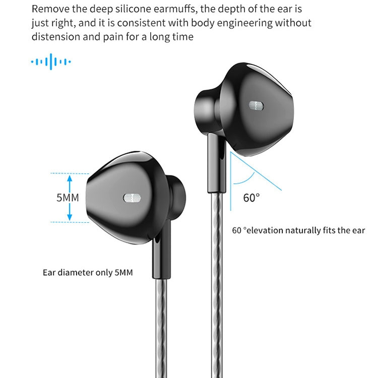 TS5000 3.5mm Metal Subwoofer Wired Earphone(Black)