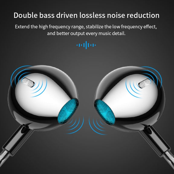 TS5000 3.5mm Metal Subwoofer Wired Earphone(Black)