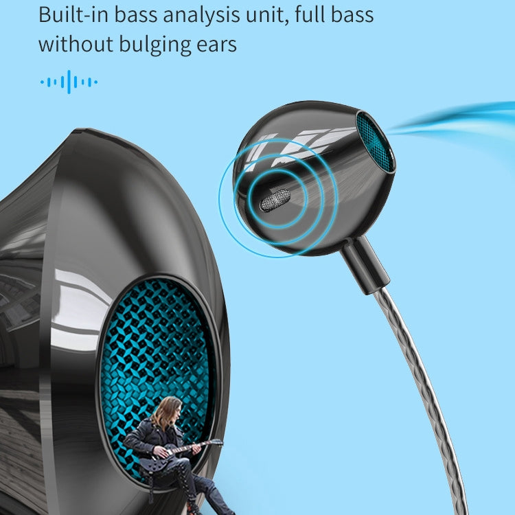 TS5000 3.5mm Metal Subwoofer Wired Earphone(Black)