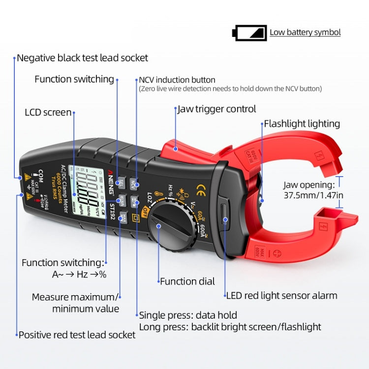 ANENG ST192 600A DC Current Multifunctional AC And DC Clamp Digital Meter
