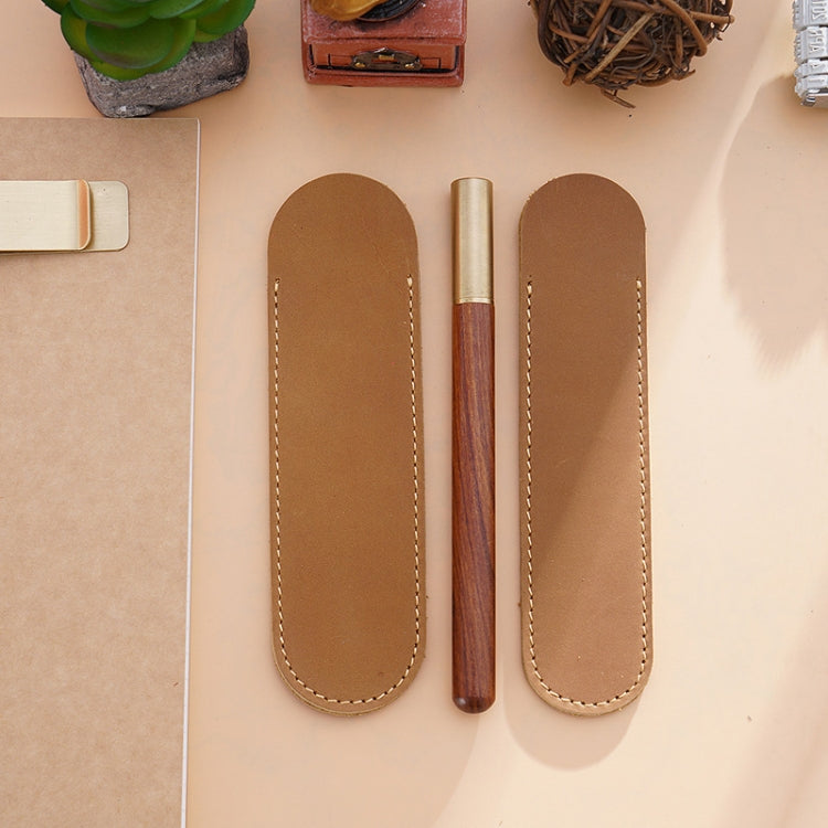 Single Pen Bag Handmade Line Pen Holder, Size: Large(Camel)