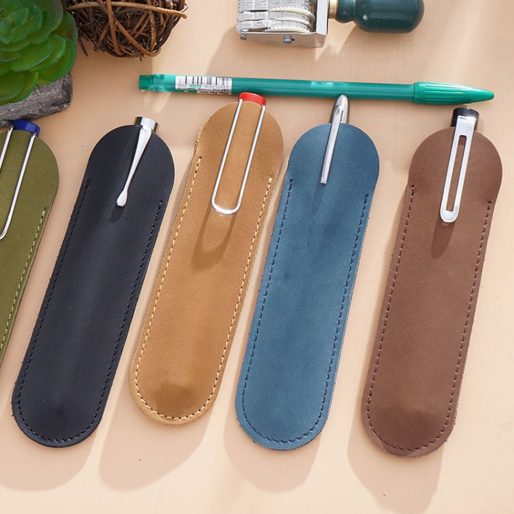 Single Pen Bag Handmade Line Pen Holder, Size: Large(Camel)