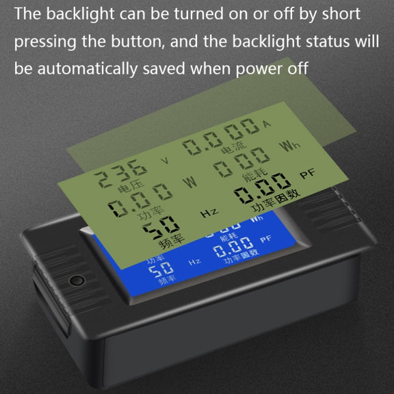 Peacefair English Version Multifunctional AC Digital Display Power Monitor, Specification: 10A