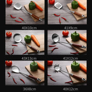 304 Stainless Steel Wooden Handle Kitchenware Kitchen Equipment, Style: Rice Spoon