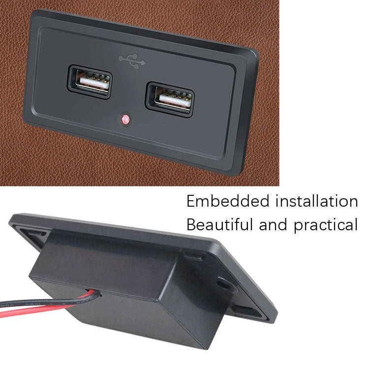 12V24V Route Bus Dual USB Charging Input Car Charger(Red Light)