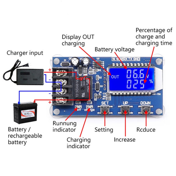 XY-L10A 6-60V CNC Full Power Off Over Charge Protection Switch(PCB)