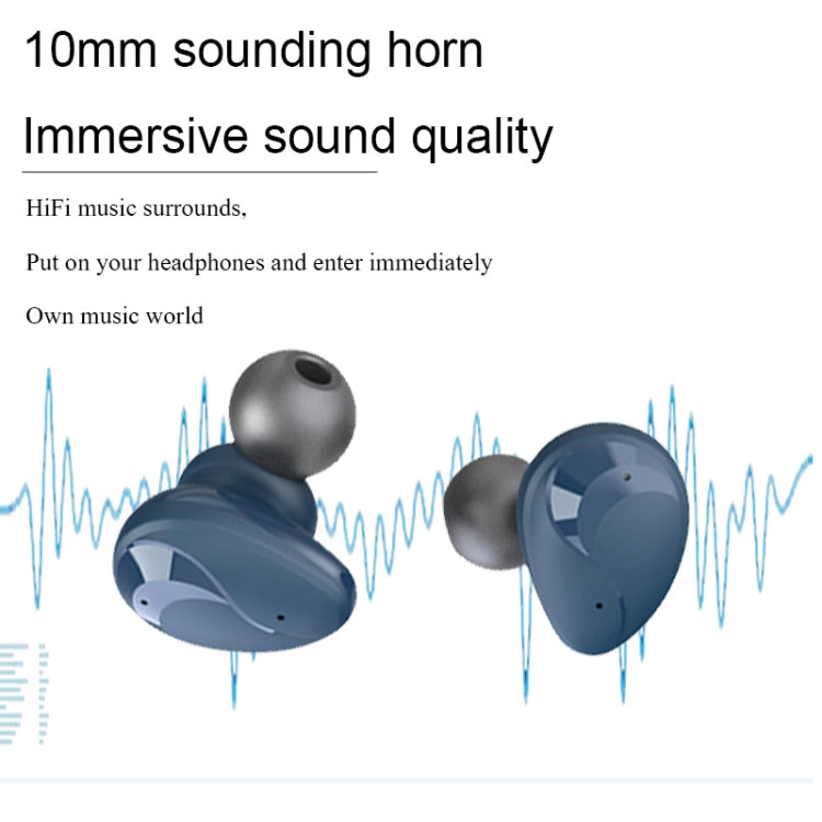 Mini Wireless With Charged Power Display ENC Bluetooth Headset(Blue)