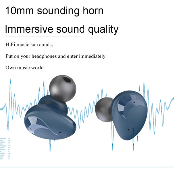 Mini Wireless With Charged Power Display ENC Bluetooth Headset(Blue)