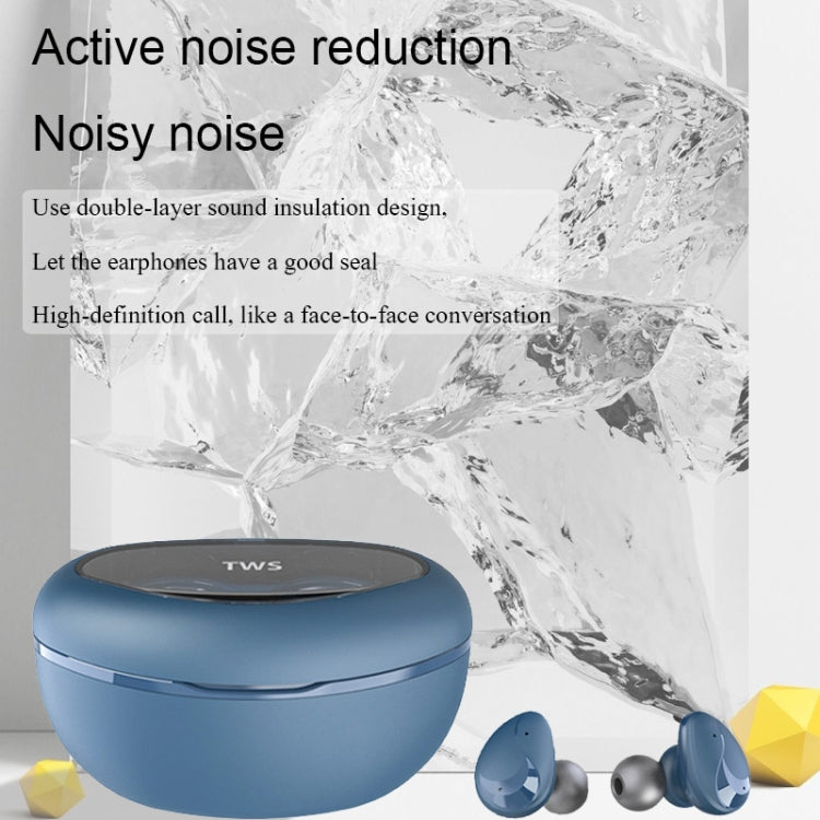 Mini Wireless With Charged Power Display ENC Bluetooth Headset(Blue)