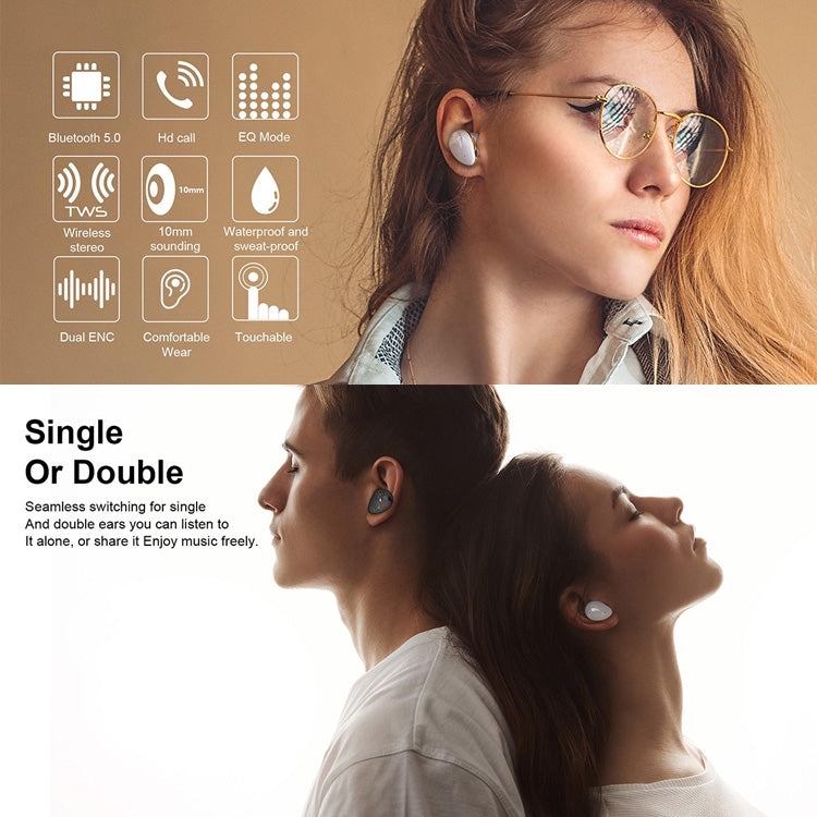 Mini Wireless With Charged Power Display ENC Bluetooth Headset(Blue)