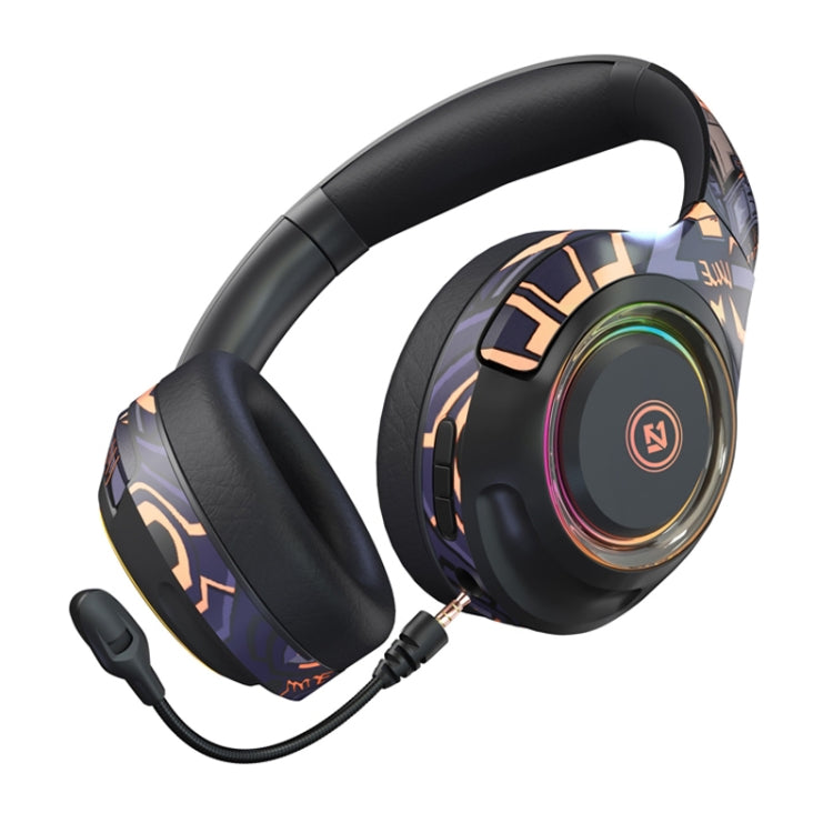 EL-A2 Gaming Ambient Light Folding Wireless Bluetooth Headset(Black)