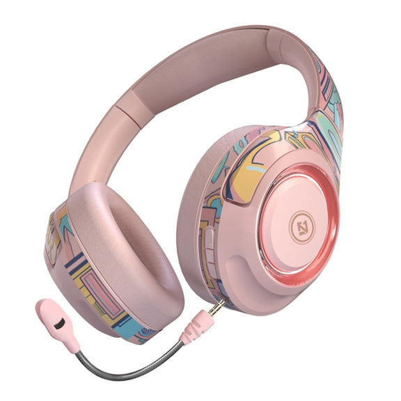 EL-A2 Gaming Ambient Light Folding Wireless Bluetooth Headset(Pink)