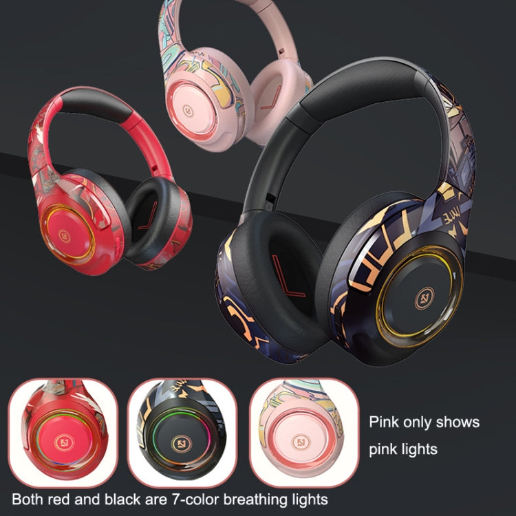 EL-A2 Gaming Ambient Light Folding Wireless Bluetooth Headset(Pink)
