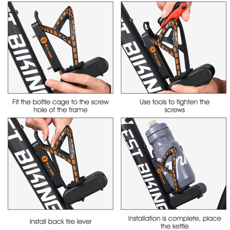 WEST BIKING Bicycle Multifunctional Bottle Cage Tire Lever Tool Box(Black Red)