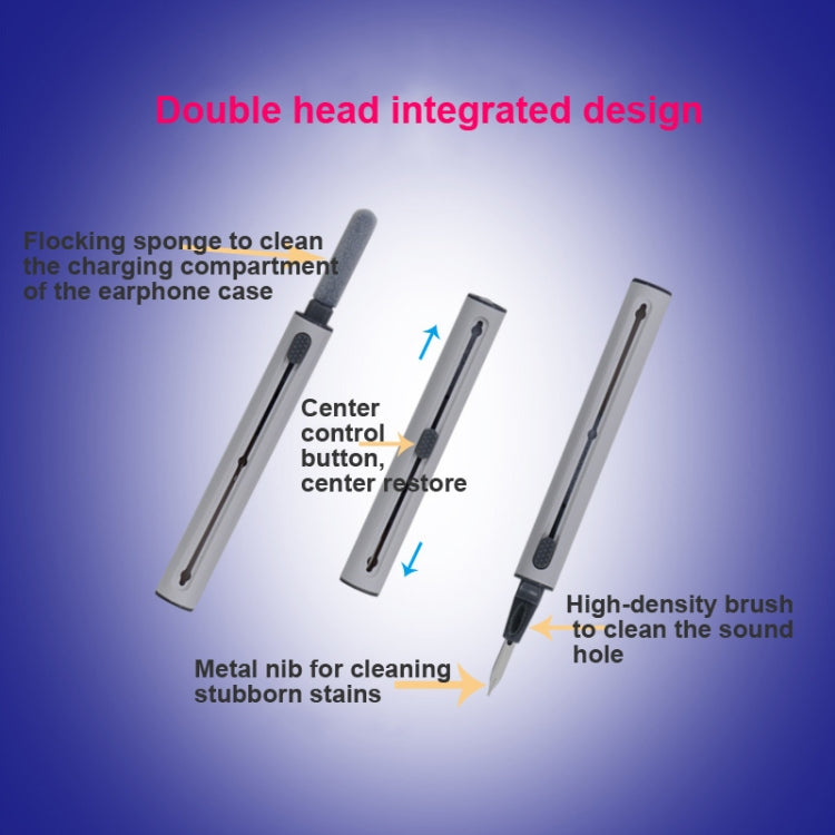 5 PCS Portable Second-generation Telescopic Headset Cleaning Pen Keyboard Dust Brush(Black)