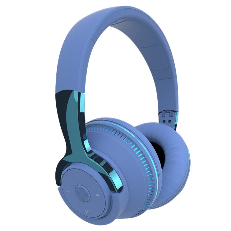 H2 Colorful Luminous Subwoofer Folding Retractable Card Wireless Bluetooth Headset(Blue)