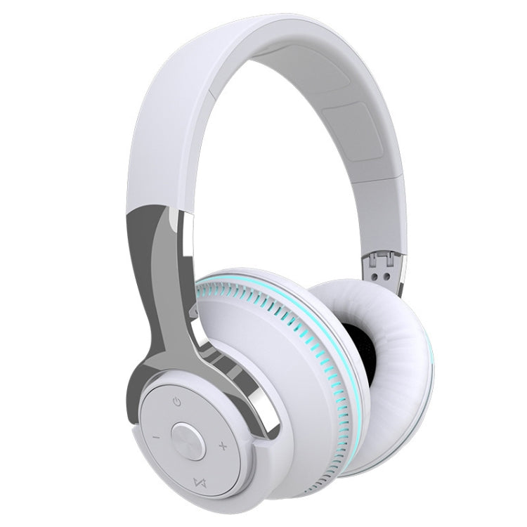 H2 Colorful Luminous Subwoofer Folding Retractable Card Wireless Bluetooth Headset(White)