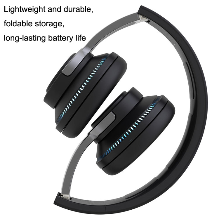 H2 Colorful Luminous Subwoofer Folding Retractable Card Wireless Bluetooth Headset(White)