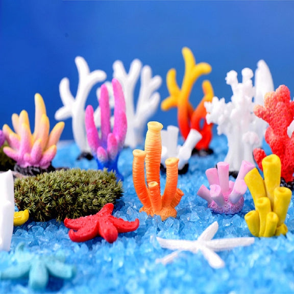 10 PCS Simulation Resin Coral Aquarium Fish Tank Small Ornaments, Colour: No. 7 White