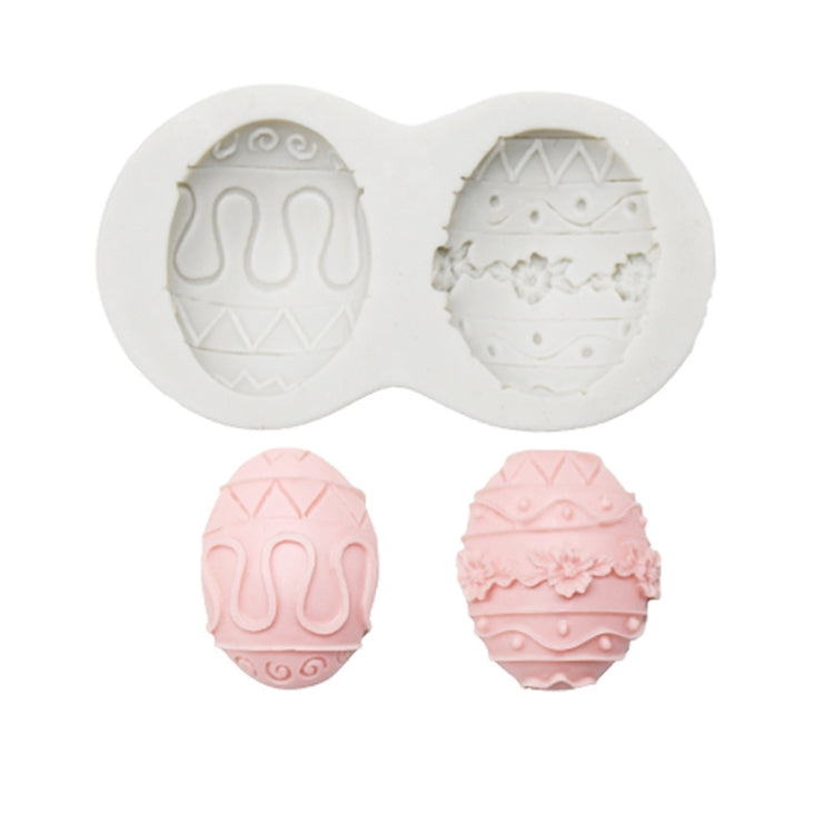 2 PCS Easter Bunny Egg Chocolate Baking Clay Silicone Mold, Specification: Double Egg