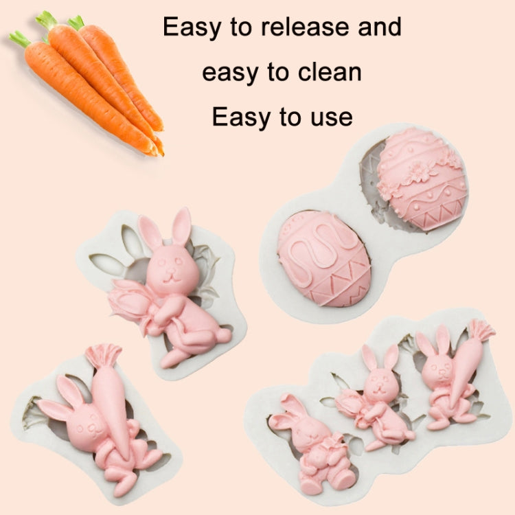 2 PCS Easter Bunny Egg Chocolate Baking Clay Silicone Mold, Specification: Double Egg
