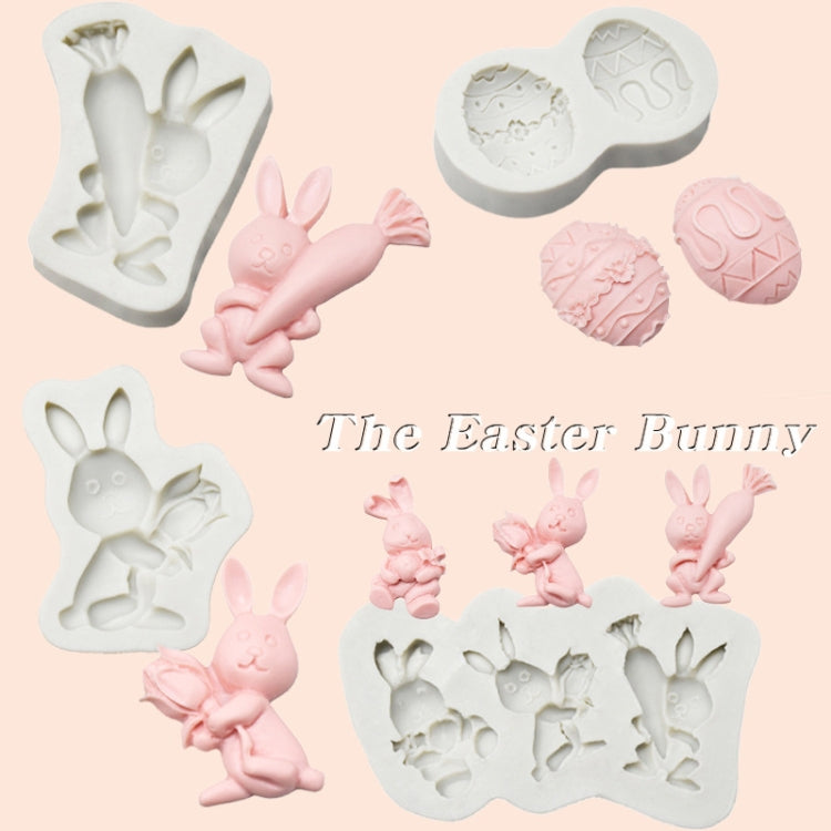 2 PCS Easter Bunny Egg Chocolate Baking Clay Silicone Mold, Specification: Double Egg