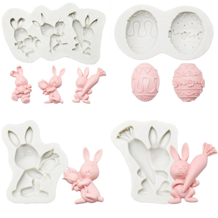 2 PCS Easter Bunny Egg Chocolate Baking Clay Silicone Mold, Specification: Bouquet Bunny