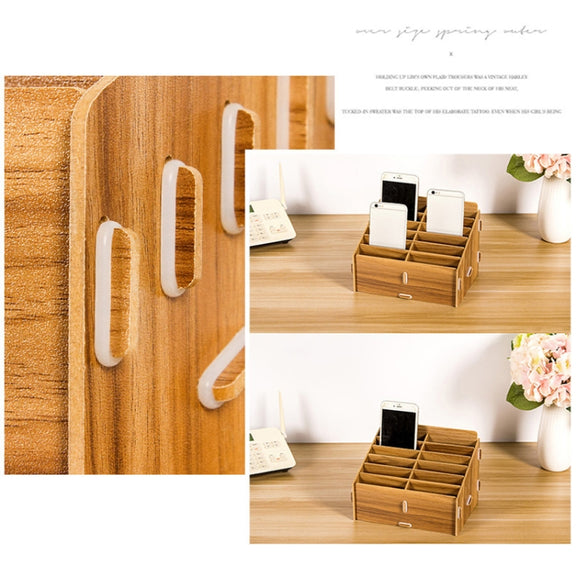 D-86 Office Conference Classroom Mobile Phone Storage Box, Style: 36 Grids (Walnut)