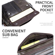 BULL CAPTAIN  Double Layer Leather One Shoulder Messenger Bag For Men(Yellow Brown)