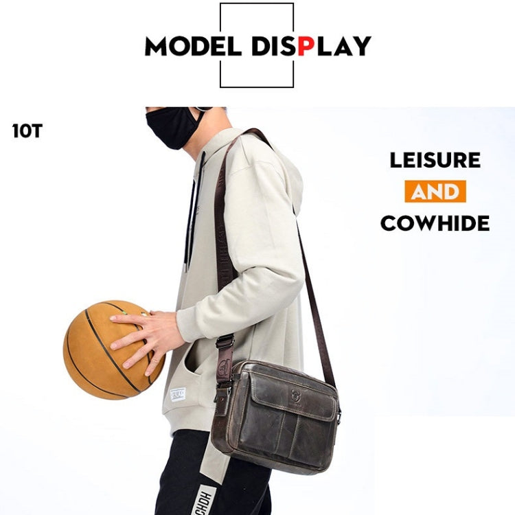 BULL CAPTAIN  Double Layer Leather One Shoulder Messenger Bag For Men(Yellow Brown)