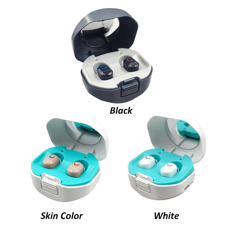 TWS On-Ear Sound Amplifier Hearing Aid with Charging Compartment(Black)