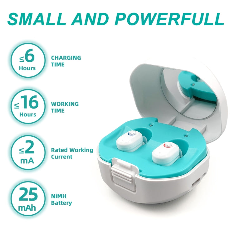 TWS On-Ear Sound Amplifier Hearing Aid with Charging Compartment(Black)