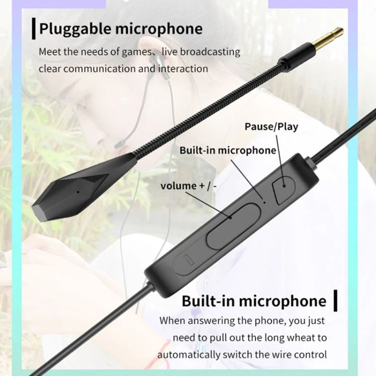 3.5mm Interface Mobile Phone Wire Control Headphones(Black)