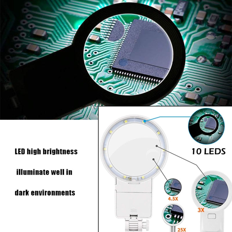 Desktop Multifunctional Chip Welding Repair Inspection Magnifying Glass with LED Light(Black)