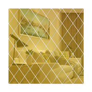 Rhombus Stitching Background Acrylic Mirror Decorative Stickers, Specification: Golden Large