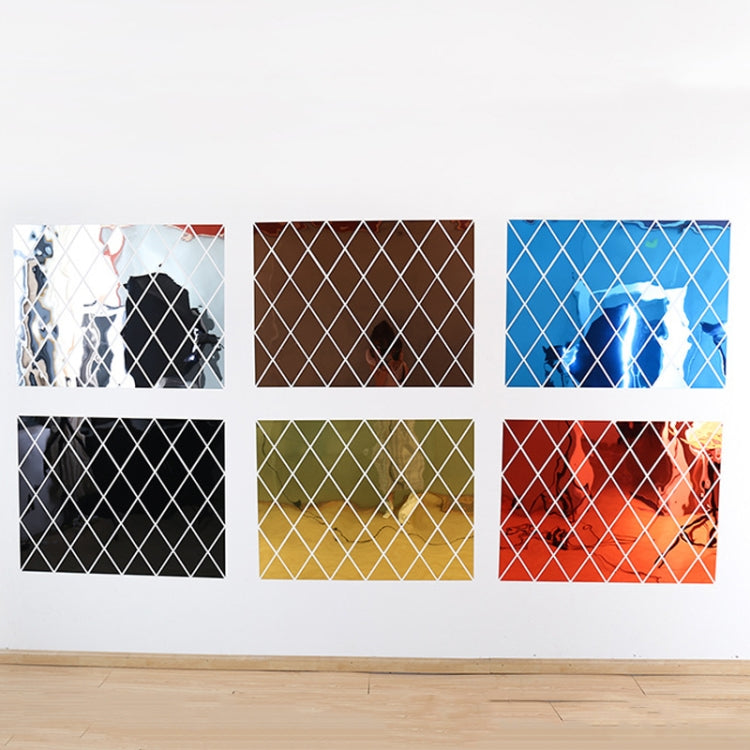 Rhombus Stitching Background Acrylic Mirror Decorative Stickers, Specification: Golden Large