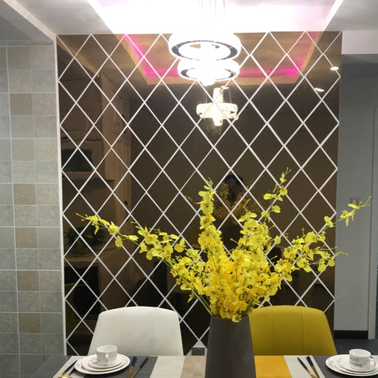 Rhombus Stitching Background Acrylic Mirror Decorative Stickers, Specification: Golden Large