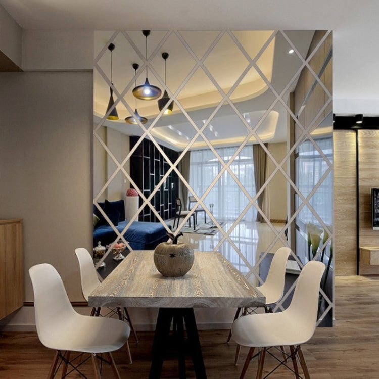 Rhombus Stitching Background Acrylic Mirror Decorative Stickers, Specification: Golden Large