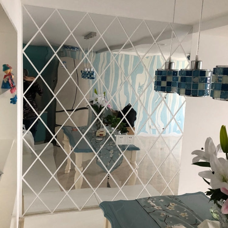 Rhombus Stitching Background Acrylic Mirror Decorative Stickers, Specification: Golden Large