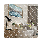 Rhombus Stitching Background Acrylic Mirror Decorative Stickers, Specification: Silver Small