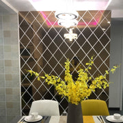 Rhombus Stitching Background Acrylic Mirror Decorative Stickers, Specification: Silver Small