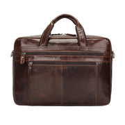 Men Retro Oil Wax Leather Handbag 17 Inch Computer Bag Shoulder Diagonal Briefcase(Brown)