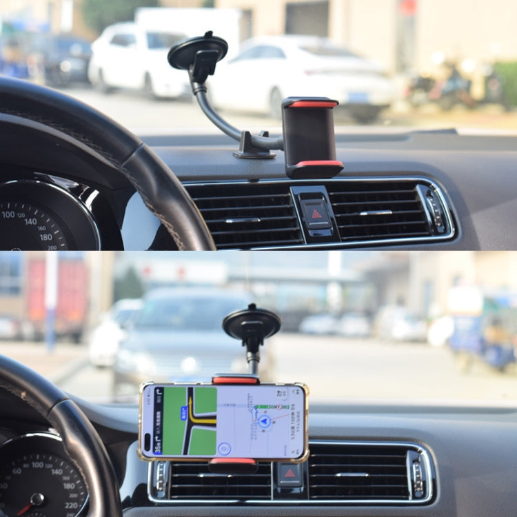 2 PCS Suction Cup Long Soft Hose Windshield Car Mobile Phone Clip Bracket(Yellow Box Packaging)